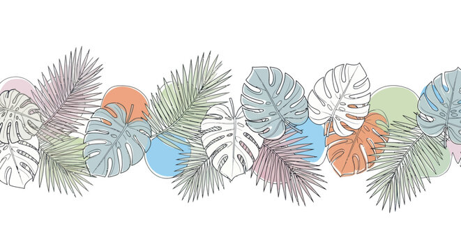 Tropical Leaf Border with Pastel Circles