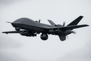 Fototapeta premium A monochrome image of a fighter jet in flight