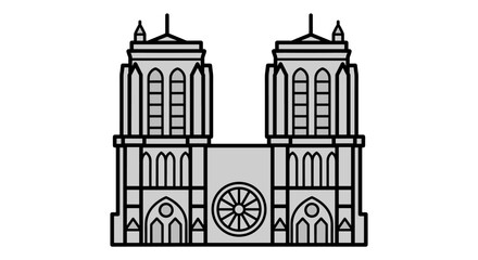 Obraz premium Gothic cathedral facade with two towers and rose window