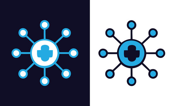 Medical Network and Healthcare Connection Hub Icon