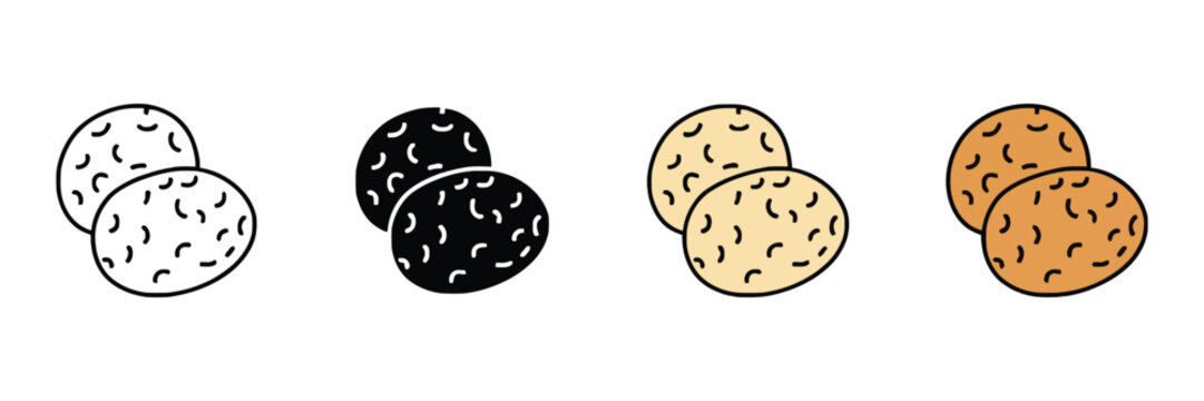 Potato icons featuring organic vegetable, farm produce, raw tubers, healthy vegan ingredient, and clean minimalist vector graphics for food and agriculture.