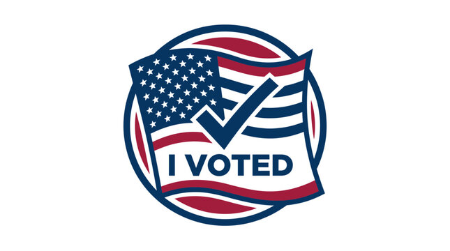 I Voted Sticker USA Flag Checkmark Election Democracy Voting Rights Civic Duty
