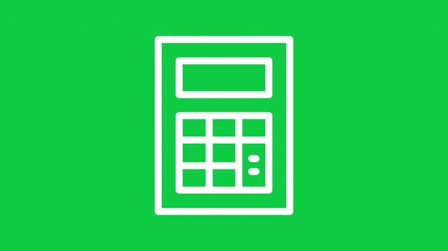 Animated calculator outline icon on green chroma background