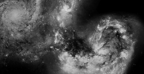 Grayscale Deep Space Nebula Formation with Bright Star and Dense Cloud Layers  © ShadOw