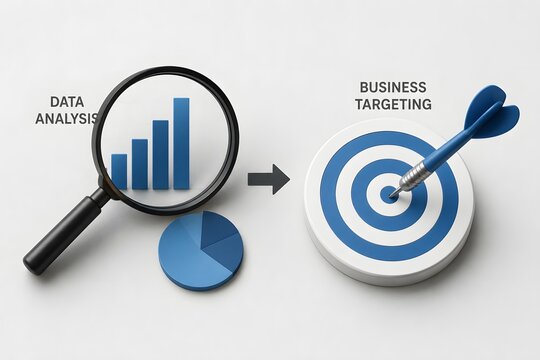 Data analysis leading to business targeting, a concept of market research and strategy.