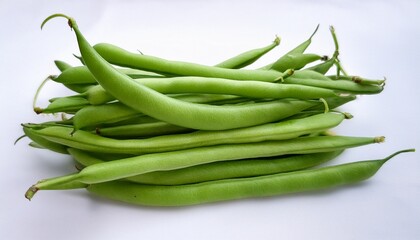 Fototapeta premium Isolated Fresh Green Beans Stack Raw Nutritious Healthy Natural Food Produce Ingredient
