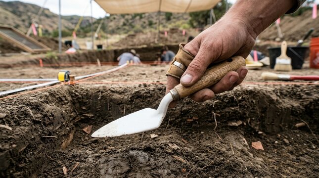 An individual working on construction site using a hand tool