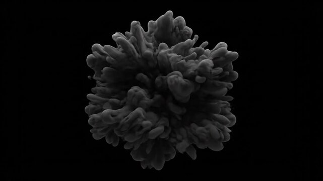Dark ink clouds swirling together in a deep black liquid space