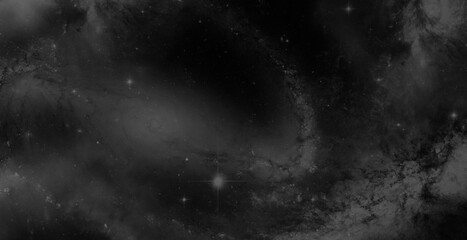 Monochrome Spiral Galaxy Core with Dense Star Cluster and Cosmic Dust Lanes  © ShadOw
