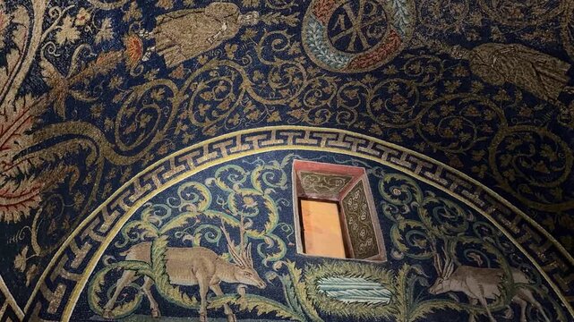 Interior of the Mausoleum of Galla Placidia in Ravenna, Italy