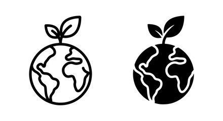 Eco-friendly Earth icons, green planet symbols, vector graphics for sustainability and environmental awareness, nature growth concept © Babul