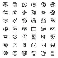 Fototapeta premium Virtual reality icon pack, black and white vector 
