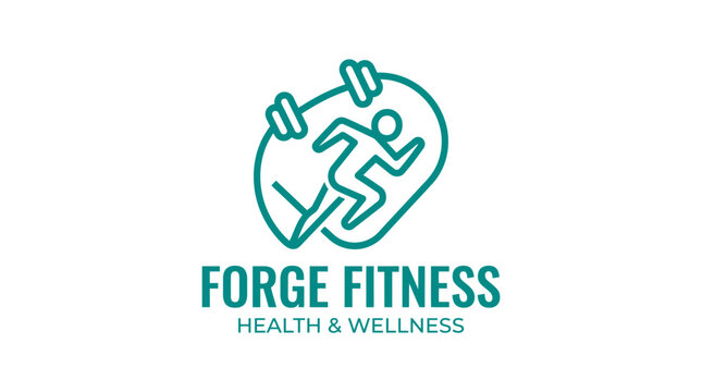 Forge Fitness logo with running man and weights.