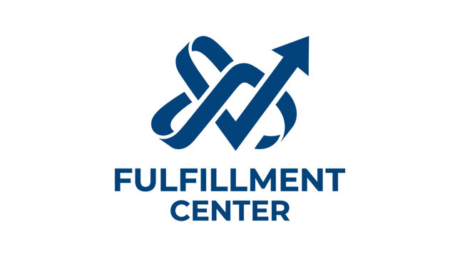 Blue infinity arrow symbol for logistics fulfillment center branding.