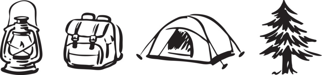Hand drawn camping tent illustration for outdoor adventure design © MD GAHANGIR