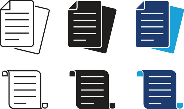 Document files icon with stacked papers. Symbol of data, information and documentation for business reports, office workflow, digital records, file management systems and user interface design.