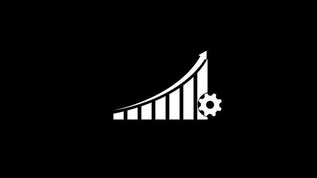 White Business  graph chart growth concept.  Business  graph with setting icon animation on black background