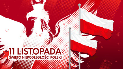 11 Listopada, Święto niepodległości Polski - baner, ilustracja wektorowa  © KR Studio