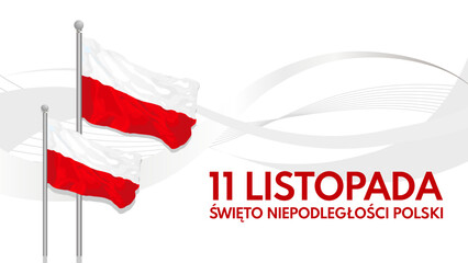 11 Listopada, Święto niepodległości Polski - baner, ilustracja wektorowa  © KR Studio