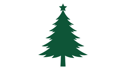 Fototapeta premium Minimalist green pine Christmas tree icon design.