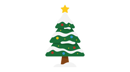 Fototapeta premium Minimalist stylized Christmas tree with star and ornaments.
