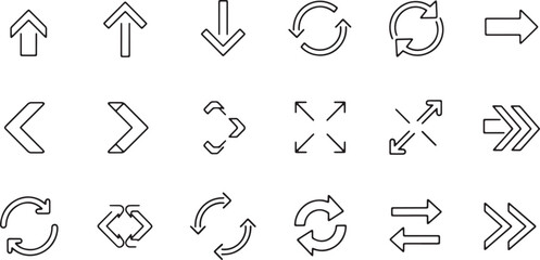 Fototapeta premium Directional arrows and motion symbols set vector graphic elements.