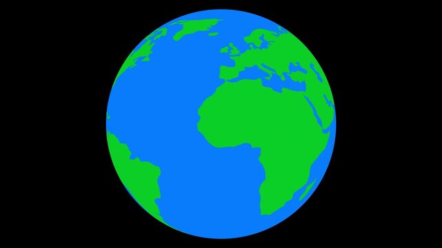 Green blue colorful earth globe spinning animation 4K UHD.
