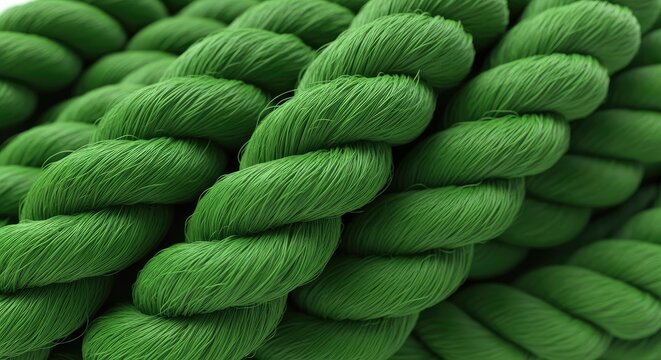 Angled view of thick green braided cord.