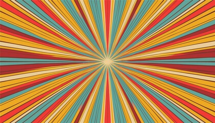 Fototapeta premium Colorful Groovy S Background Sunburst Retro Vintage Vector Abstract Backgrounds