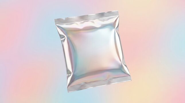 Holographic metallic snack food pouch mockup