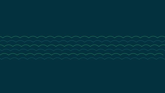 Minimalist animated wave pattern background, seamless loop of stylized teal and green lines for modern and motion projects animation 4k