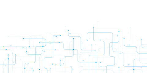 Obraz premium Abstract Network Connections, Digital Data Flow, Blue Circuitry Lines, Technology Background, Futuristic Connectivity