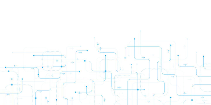 Abstract Network Connections, Digital Data Flow, Blue Circuitry Lines, Technology Background, Futuristic Connectivity