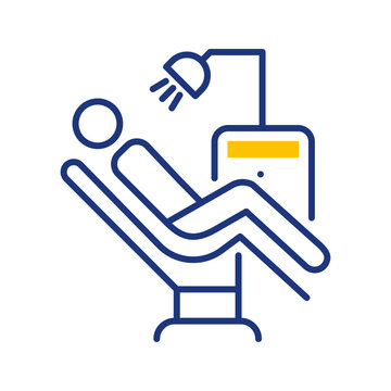 Dental chair icon. Healthcare and dentistry line symbol. Color.