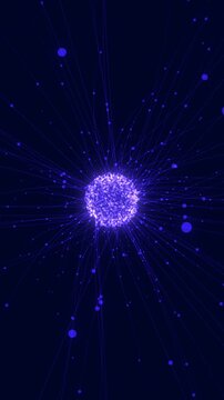 Glowing blue plexus network emerges from center space. Mobile application UI backgrounds and social media story animations