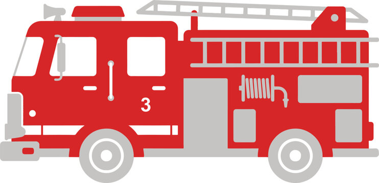Red fire truck, fire engine, emergency vehicle, rescue truck, vector illustration
