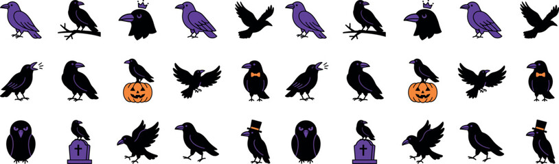 Obraz premium Halloween crow illustrations