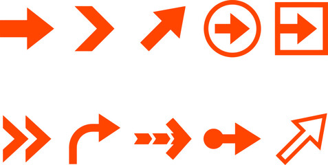 Orange Directional Arrow Symbol Collection Vector Set for Website Navigation, User Interface Design & Digital Wayfinding Systems (EPS) © Insa Batool