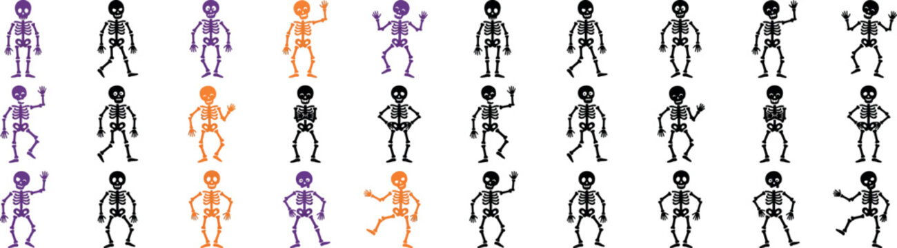 Halloween dancing skeletons vector graphics