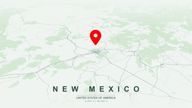 Modern minimalist vector map of New Mexico. High-quality scalable illustration of New Mexico state geographic boundaries, Rio Grande river valley layout for posters design.