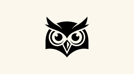 Fototapeta premium Stylized Black and White Owl Logo Design for Branding.