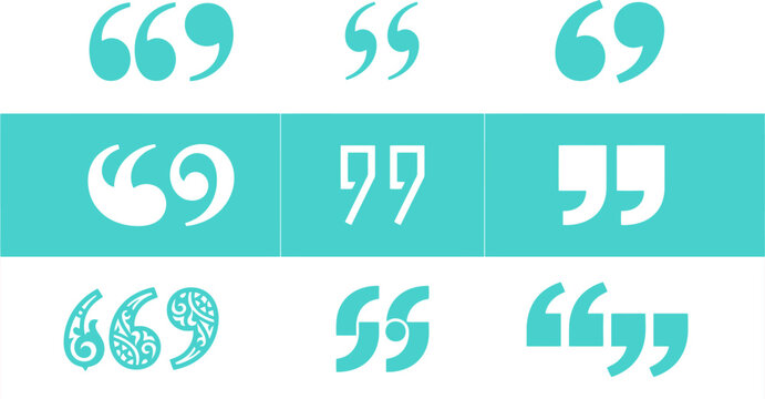 Decorative Quotation Marks and Punctuation Symbol Vector Icon Set for Editorial Layouts, Graphic Design Projects & Typography Presentations (EPS)