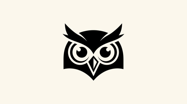 Stylized Black and White Owl Logo Design for Branding.