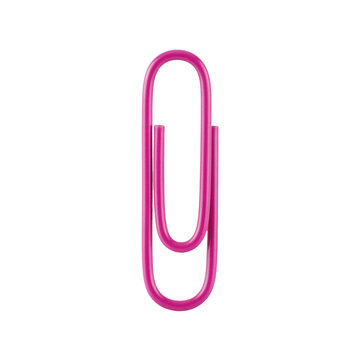 Pink paperclip on white