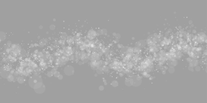 Glitter background in pastel delicate silver tones defocused. Abstract blur white color backdrop with star glittering light. Vector illustration png.