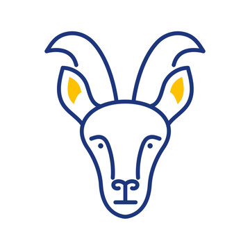 Antelope head icon. Animals and antelope line symbol. Color.