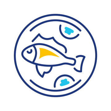 Fish aspic icon. Food and seafood line symbol. Color.
