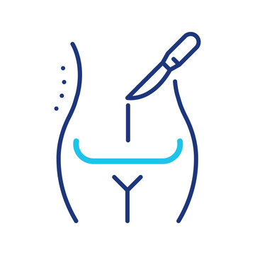 Tummy tuck icon. Healthcare and cosmetic surgery line symbol. Color.