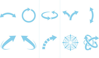 Blue Curved Directional Arrow Icon Set Vector for Business Infographics, Process Flow Diagrams & Navigation Interface Design (EPS) © Insa Batool