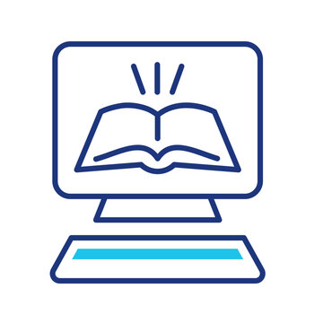 Online education icon. Education and online learning line symbol. Color.